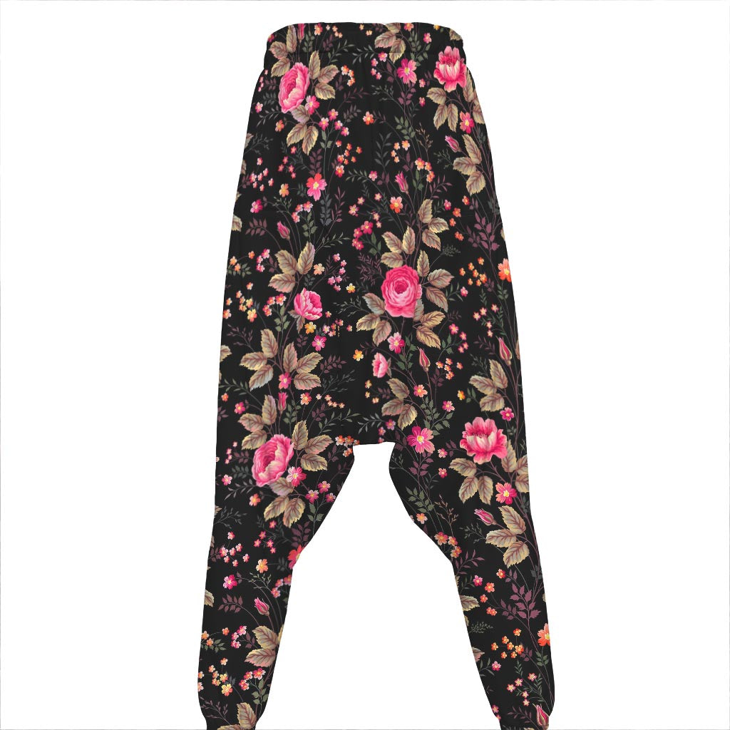 Pink Floral Flower Pattern Print Hammer Pants