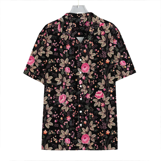 Pink Floral Flower Pattern Print Hawaiian Shirt