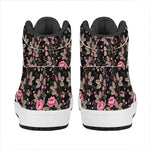 Pink Floral Flower Pattern Print High Top Leather Sneakers