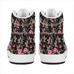 Pink Floral Flower Pattern Print High Top Leather Sneakers