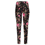 Pink Floral Flower Pattern Print High-Waisted Pocket Leggings
