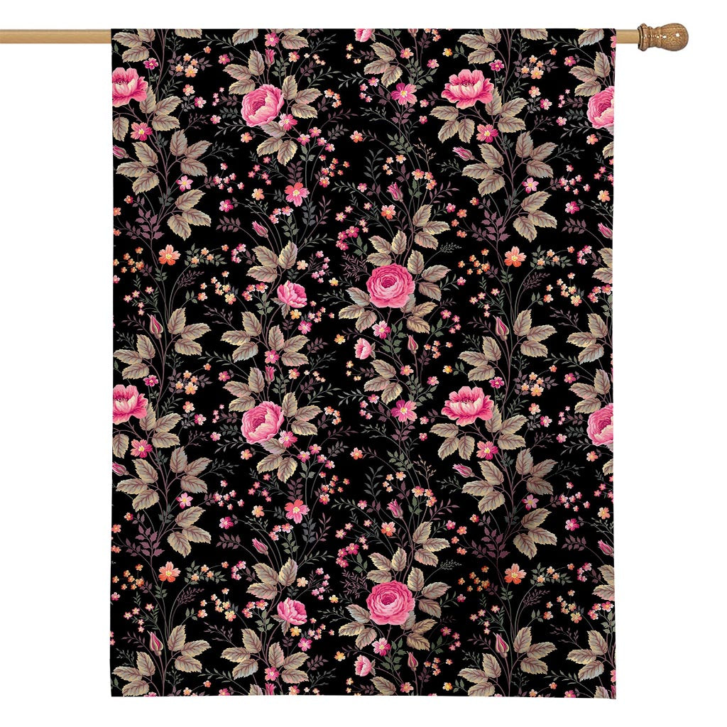 Pink Floral Flower Pattern Print House Flag