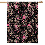 Pink Floral Flower Pattern Print House Flag