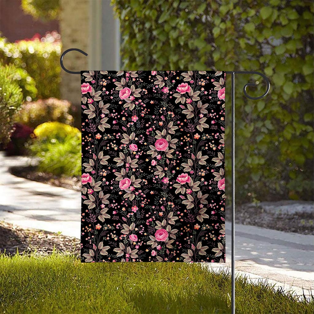 Pink Floral Flower Pattern Print House Flag