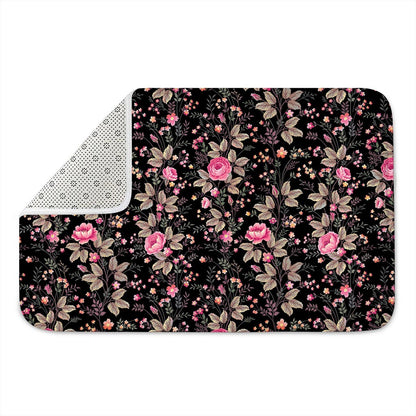 Pink Floral Flower Pattern Print Indoor Door Mat