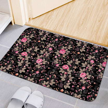 Pink Floral Flower Pattern Print Indoor Door Mat