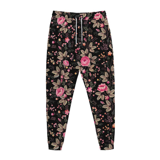 Pink Floral Flower Pattern Print Jogger Pants