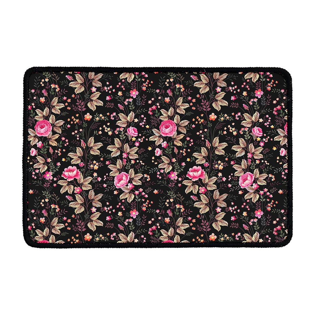 Pink Floral Flower Pattern Print Kitchen Mat