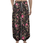 Pink Floral Flower Pattern Print Lantern Pants