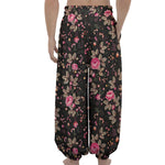 Pink Floral Flower Pattern Print Lantern Pants