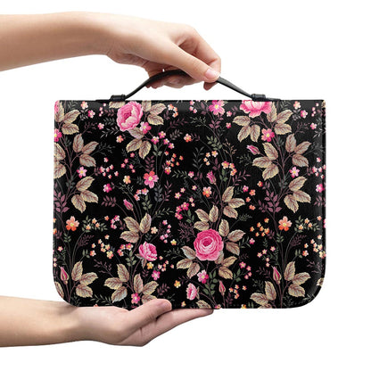Pink Floral Flower Pattern Print Leather Bible Cover