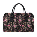 Pink Floral Flower Pattern Print Leather Duffel Bag