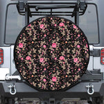 Pink Floral Flower Pattern Print Leather Spare Tire Cover