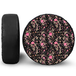 Pink Floral Flower Pattern Print Leather Spare Tire Cover