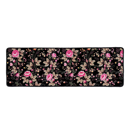 Pink Floral Flower Pattern Print Long Kitchen Mat