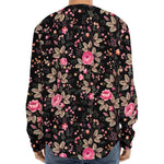 Pink Floral Flower Pattern Print Long Sleeve Baseball Jersey