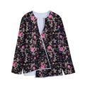 Pink Floral Flower Pattern Print Long Sleeve Short Coat