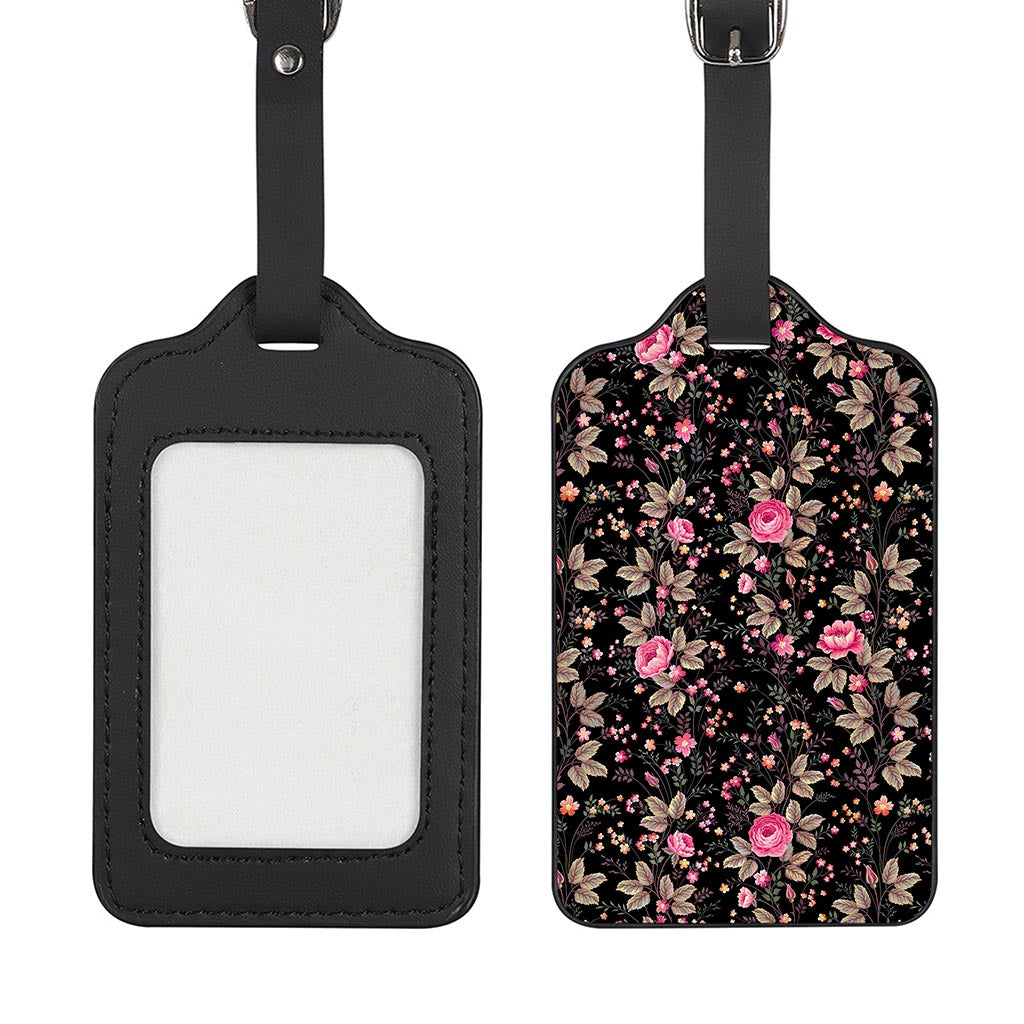 Pink Floral Flower Pattern Print Luggage Tag