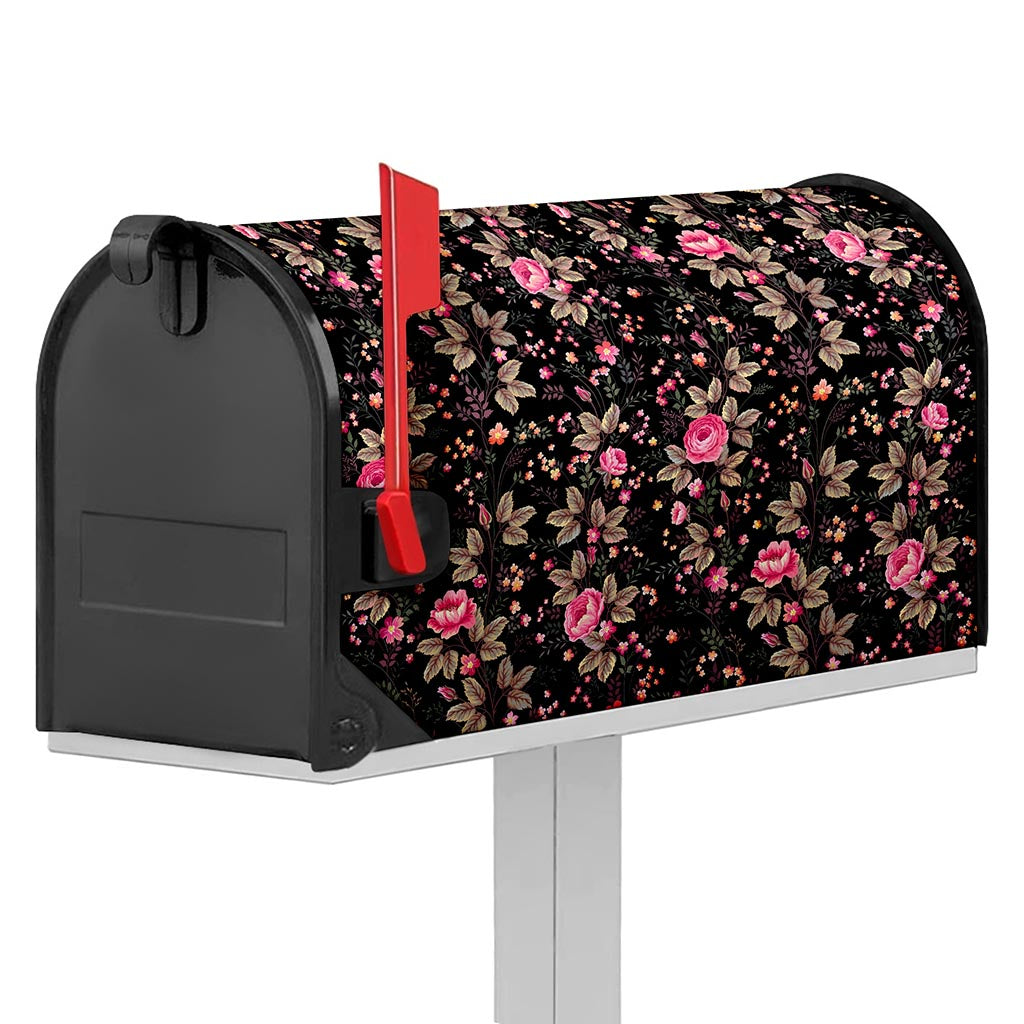 Pink Floral Flower Pattern Print Mailbox Cover