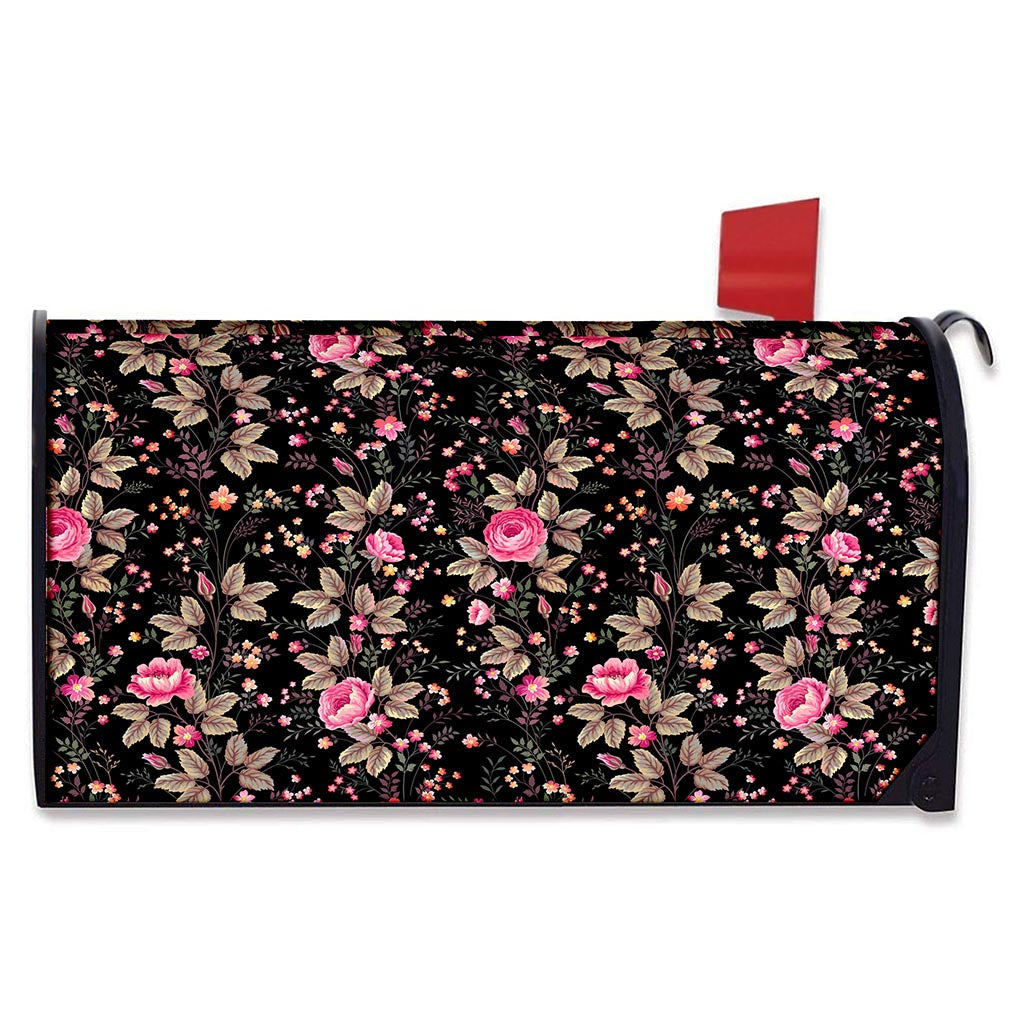 Pink Floral Flower Pattern Print Mailbox Cover