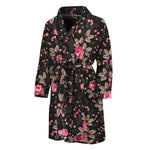 Pink Floral Flower Pattern Print Men's Bathrobe