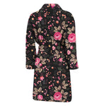 Pink Floral Flower Pattern Print Men's Bathrobe
