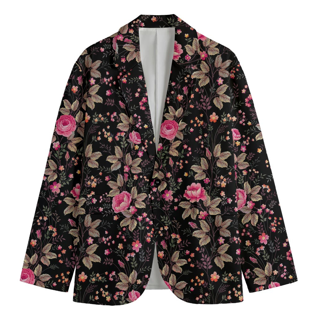 Pink Floral Flower Pattern Print Men's Blazer