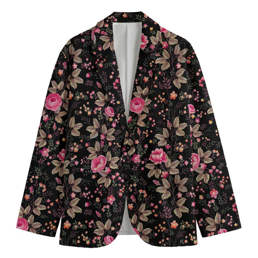 Pink Floral Flower Pattern Print Men's Blazer