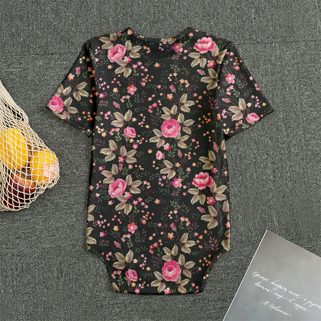 Pink Floral Flower Pattern Print Men's Bodysuit