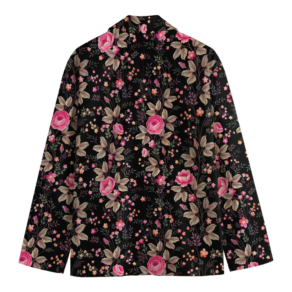 Pink Floral Flower Pattern Print Men's Cotton Blazer