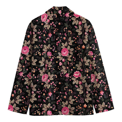 Pink Floral Flower Pattern Print Men's Cotton Blazer