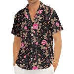 Pink Floral Flower Pattern Print Men's Deep V-Neck Shirt