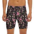 Pink Floral Flower Pattern Print Men's Long Boxer Briefs