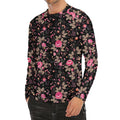 Pink Floral Flower Pattern Print Men's Long Sleeve Rash Guard
