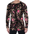 Pink Floral Flower Pattern Print Men's Long Sleeve T-Shirt
