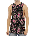 Pink Floral Flower Pattern Print Men's Muscle Tank Top