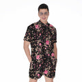 Pink Floral Flower Pattern Print Men's Romper
