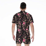 Pink Floral Flower Pattern Print Men's Rompers