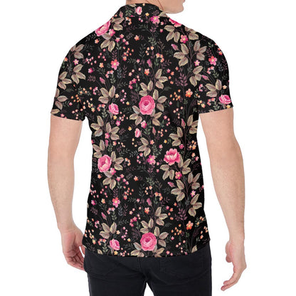 Pink Floral Flower Pattern Print Men's Shirt