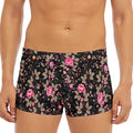 Pink Floral Flower Pattern Print Men's Short Boxer Briefs