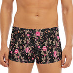 Pink Floral Flower Pattern Print Men's Short Boxer Briefs