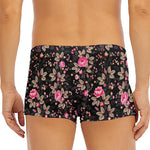 Pink Floral Flower Pattern Print Men's Short Boxer Briefs