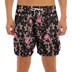 Pink Floral Flower Pattern Print Men's Split Running Shorts