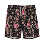 Pink Floral Flower Pattern Print Men's Sports Shorts