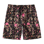 Pink Floral Flower Pattern Print Men's Swim Trunks