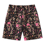 Pink Floral Flower Pattern Print Men's Swim Trunks