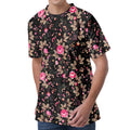 Pink Floral Flower Pattern Print Men's Velvet T-Shirt