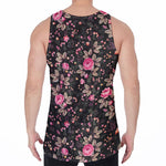 Pink Floral Flower Pattern Print Men's Velvet Tank Top