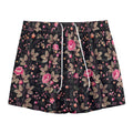 Pink Floral Flower Pattern Print Mesh Shorts