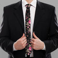 Pink Floral Flower Pattern Print Necktie